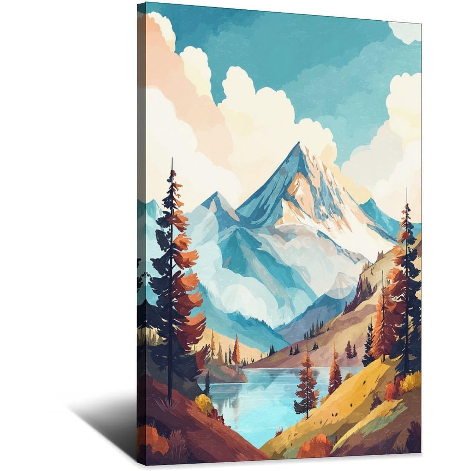 Bavarian Alps Poster 24x36inch(60x90cm) Vintage Watercolor Canvas Art