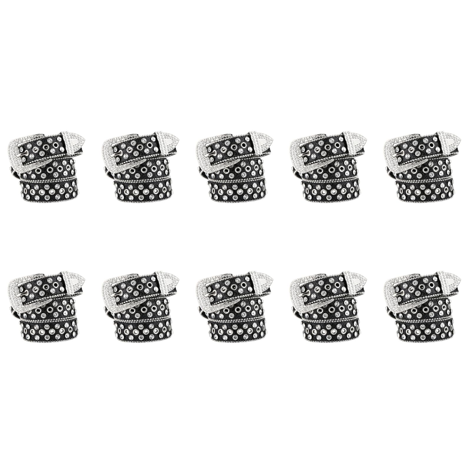 MICFENY Sparkling Buckle Belt 105cm Length Flexible PU Waistband 3.5cm Width