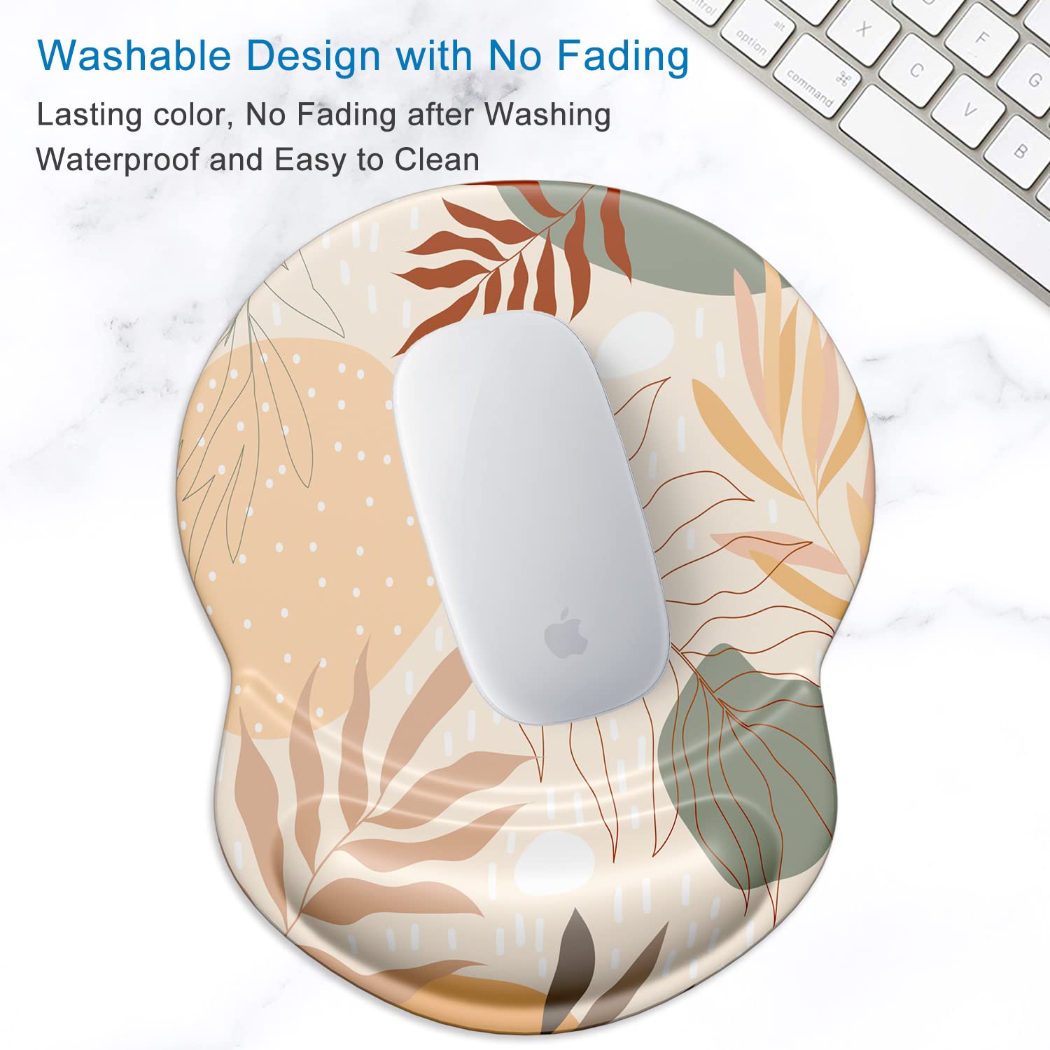 ITNRSIIET Ergonomic Mouse Pad with Gel Wrist Support Small Wrist Rest Smooth Surface Non-Slip PU Base Comfortable Office Supplies Pain Relief, 8.7 x 7.2 inches, Abstract Art - 4