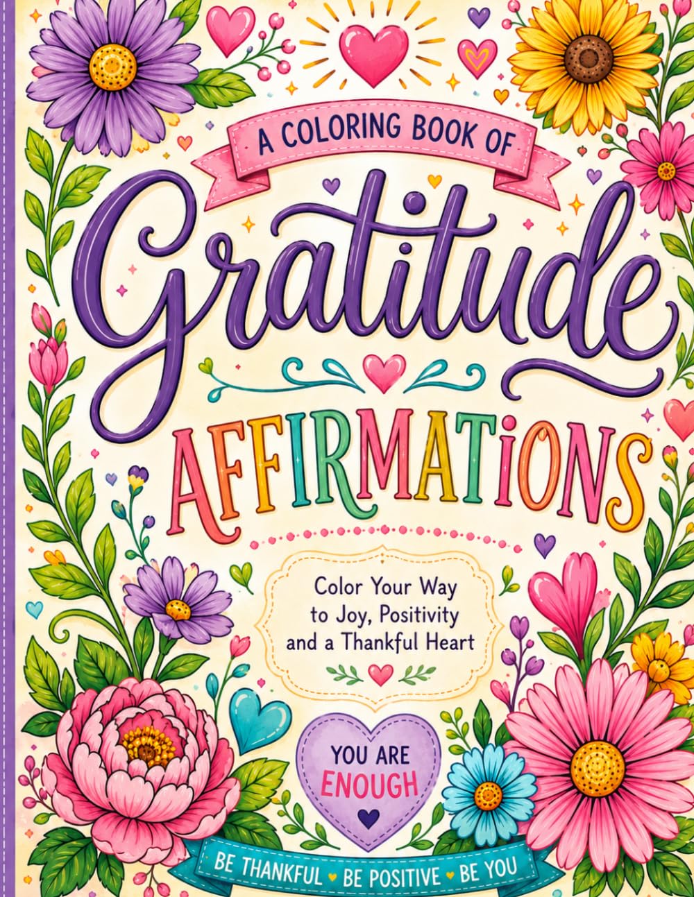 A Coloring Book of Gratitude Affirmations: Positive Affirmations, Gratitude Quotes, and Floral Designs for Relaxation and Mindfulness