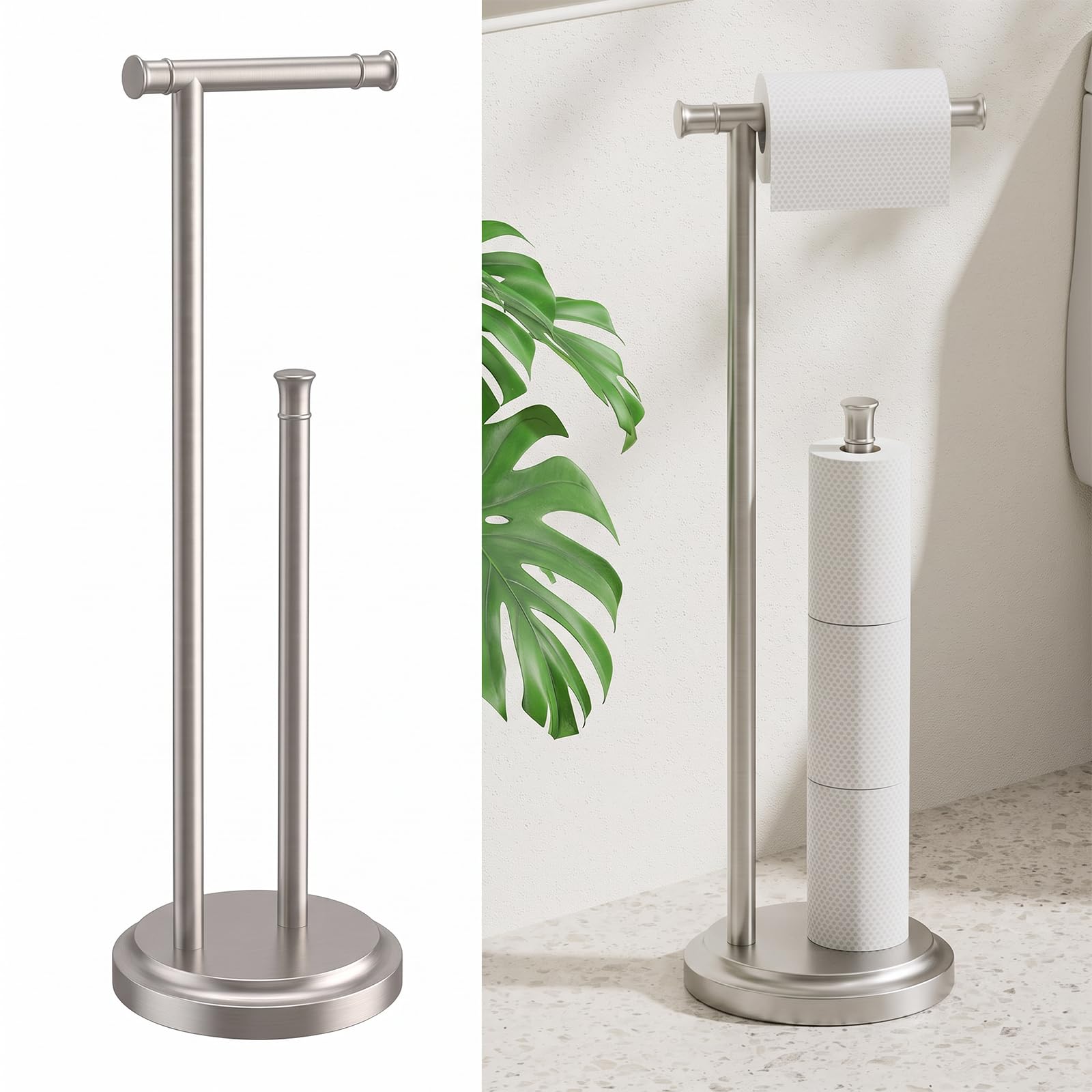 Hoimpro Toilet Paper Holder Stand Bathroom Free Standing Brushed Gold — Amazon image 11