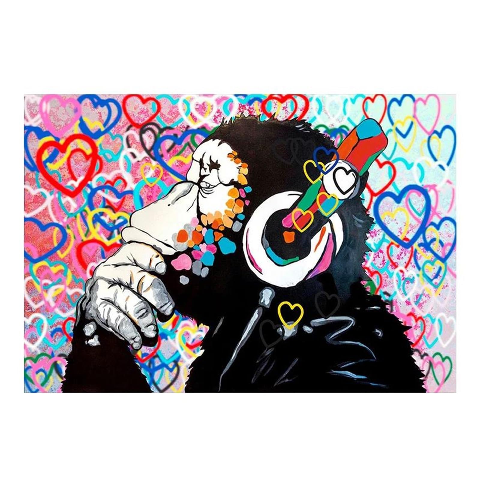 Cuadro de mono grafiti en lienzo moderno de 30x40 cm sin marco