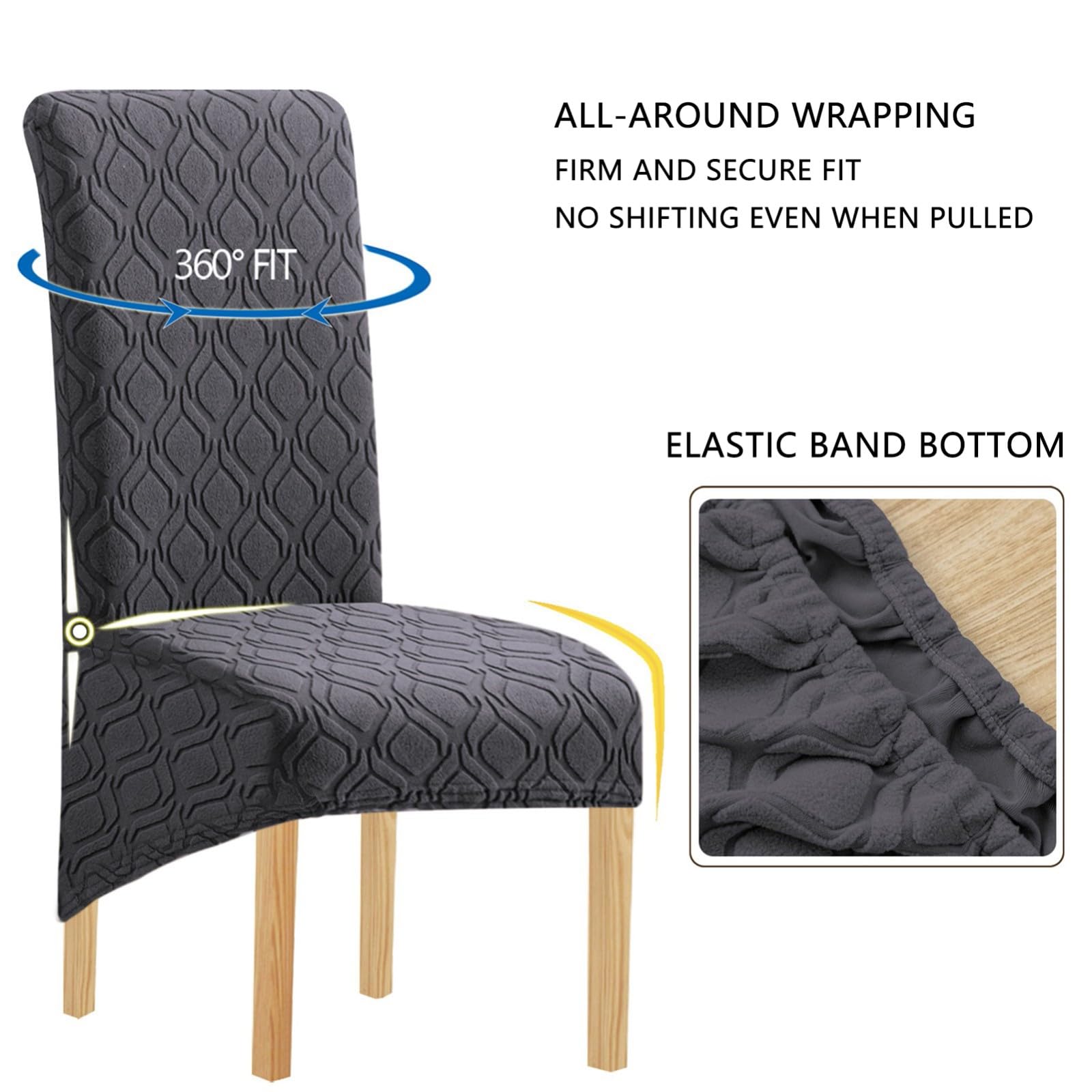 Stuhlhussen für Esszimmerstühle 2/4/6er-Set,Dehnbar Abnehmbarer und Waschbarer Esszimmer Stuhlhussen mit Hoher Rückenlehne,für Küche und Wohnzimmer(Beige Yellow,4Pcs)