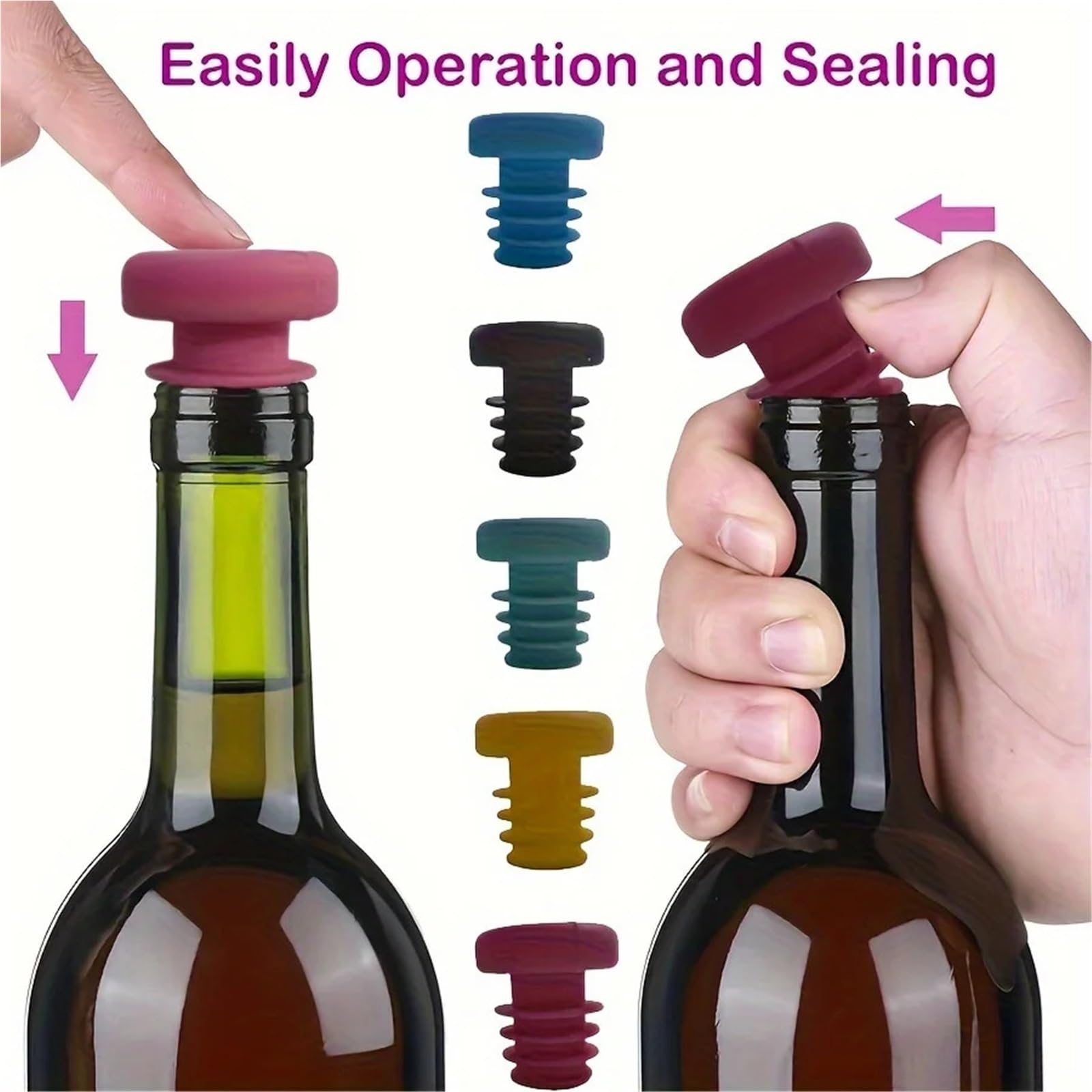 Bouchons à vin 40 pièces en caoutchouc bouteille de joint bouchon huile nouvelle forme filetée Silicone plusieurs couleurs for garder le Champagne frais