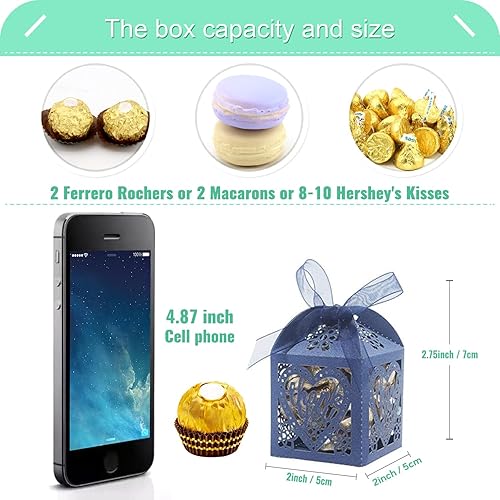Miniatura 4 de COTOPHER Cajas cortadas con láser, 100 cajas de regalo de agradecimiento, cajas de regalo de boda, cajas de dulces de encaje para bodas, despedidas