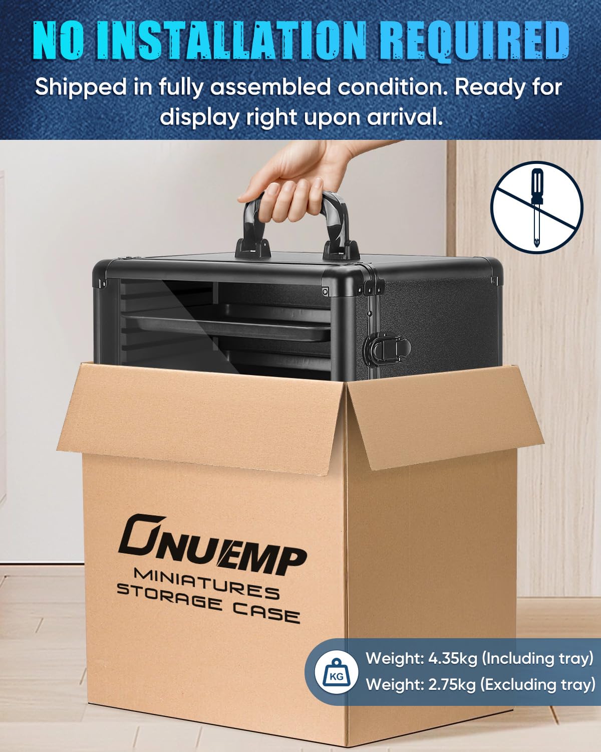 ONULISS Miniature Carrying Case, Magnetic Miniature Display Holder with 6 Metal Trays & Adjustable Shoulder Strap, Transport & Storage for Collectible Figures, Gift