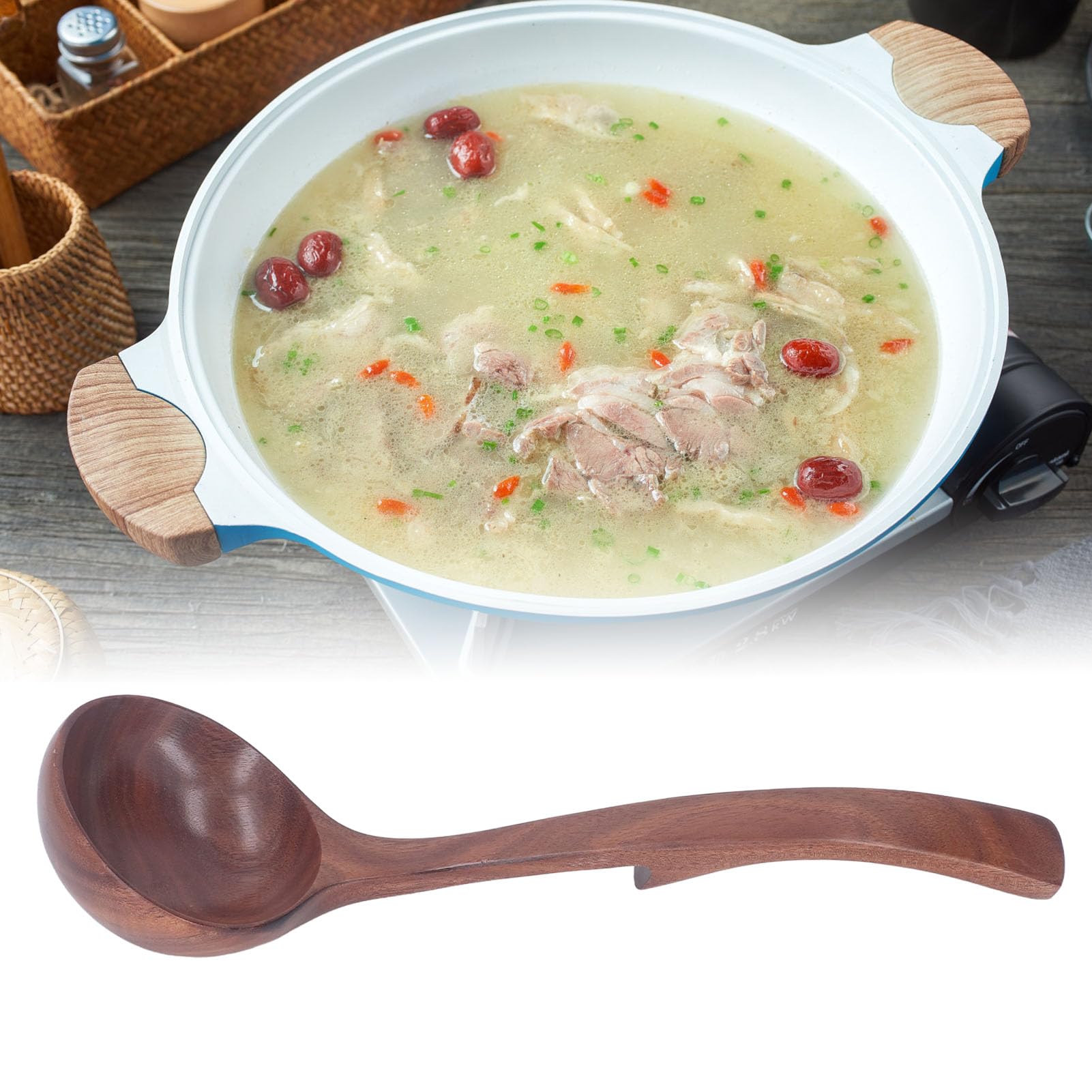 Wooden Ladle,Wooden Ladle for Cooking,Soup Spoon Ladle Wooden Serving Spoon Cooking Serving Ladle Kitchen Utensils for Home Hotel(A2)