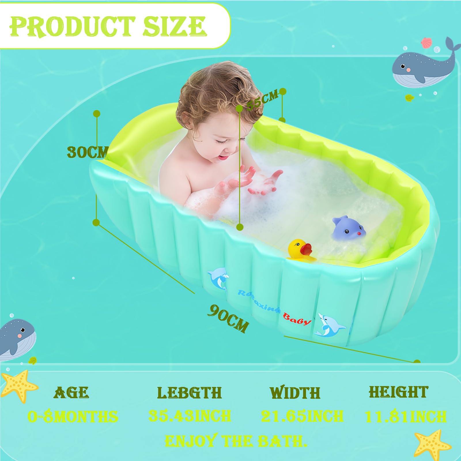Baby Bath Bagnetto Neonato Gonfiabile,Anti-Slippery Pieghevole Bath Travel Bathing,Bagno Gonfiabile per Bambini, Summer Soft Bath Vasca da bagno,Kids Air Vasca con cuscino morbido sedile centrale