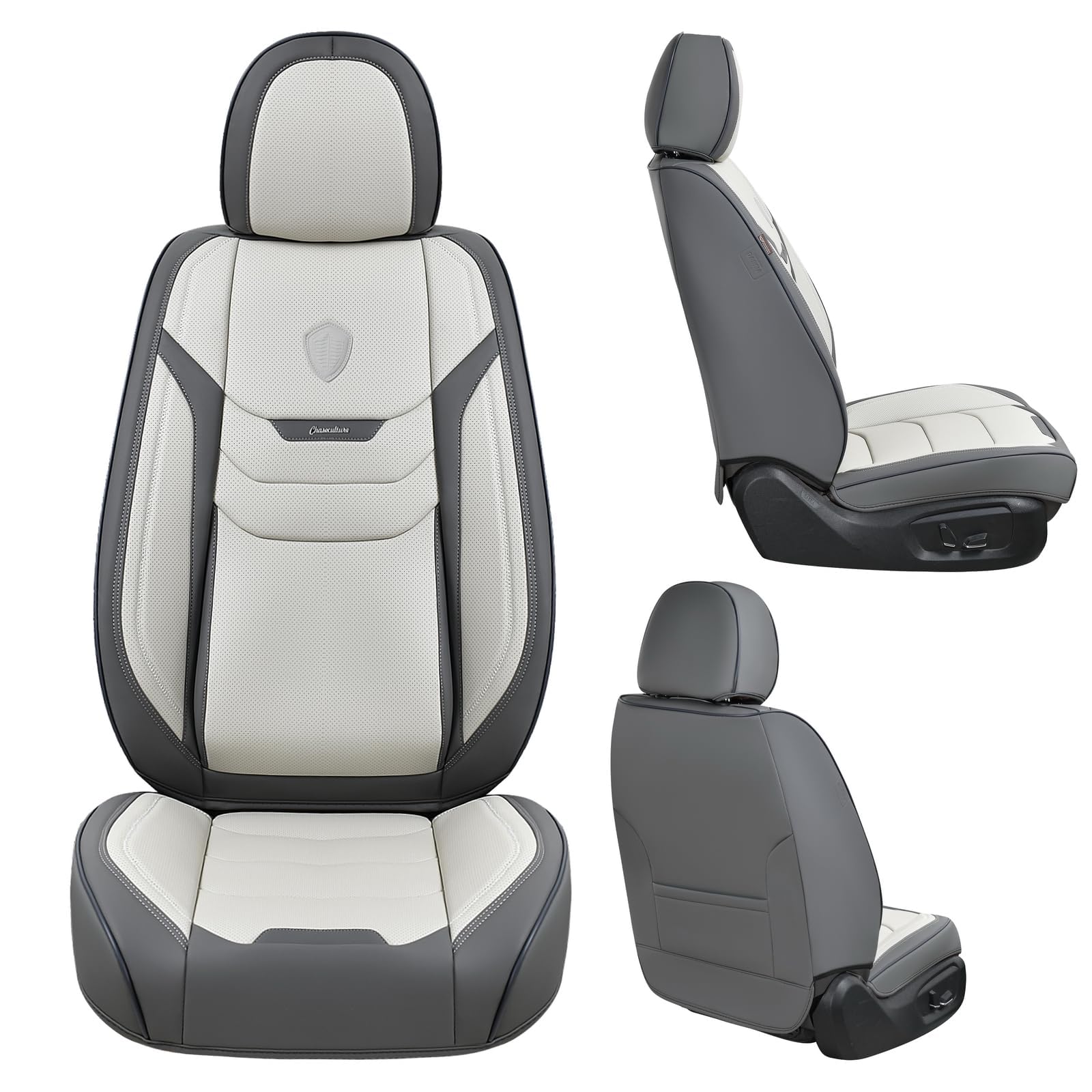 Coprisedili Auto Universali In Pelle - Set 5 Posti Impermeabile Con Rilievi Per Berlina, SUV, Furgone