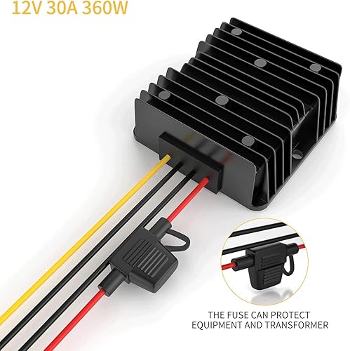 Miniatura 9 de Convertidor DC Buck de 24 V a 12 V 10 A 120 W transformador reductor con fusible impermeable, reductor de voltaje para carrito de golf, luz LED,