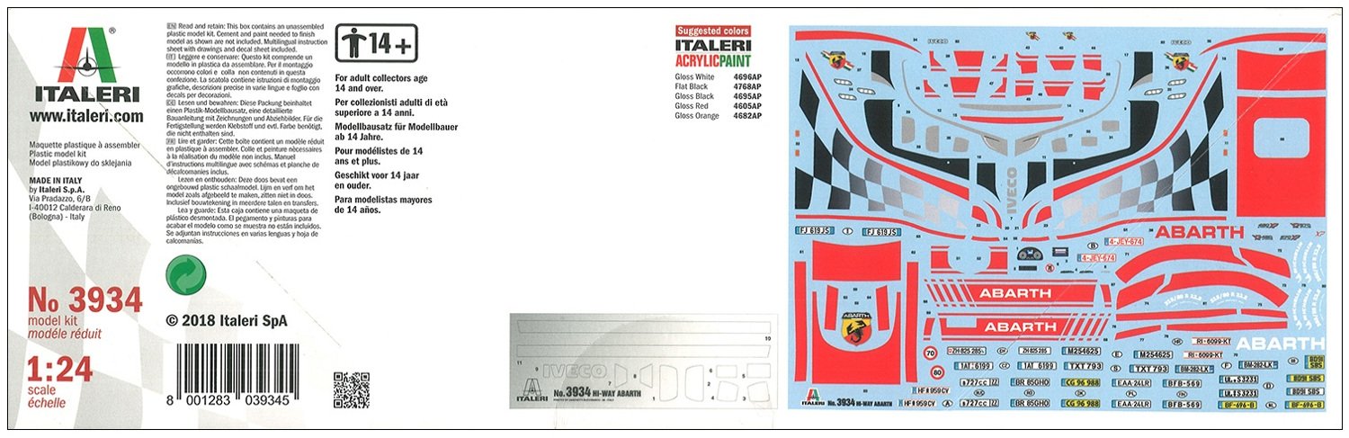 ITALERI- IVECO E5 HIWAY Abarth, I3934, Non renseigné