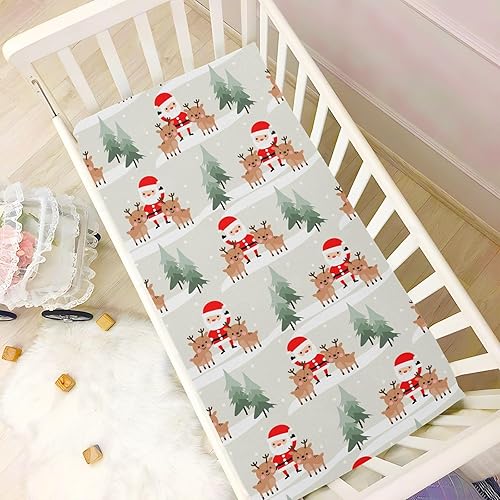 Miniatura 6 de Crib Sheets for Boys Cute Santa Claus Reindeer Toddler Baby Girl Sheets for Crib,Neutral Mini Crib Nursery Mattress Sheets Fitted,Crib Mattress Soft