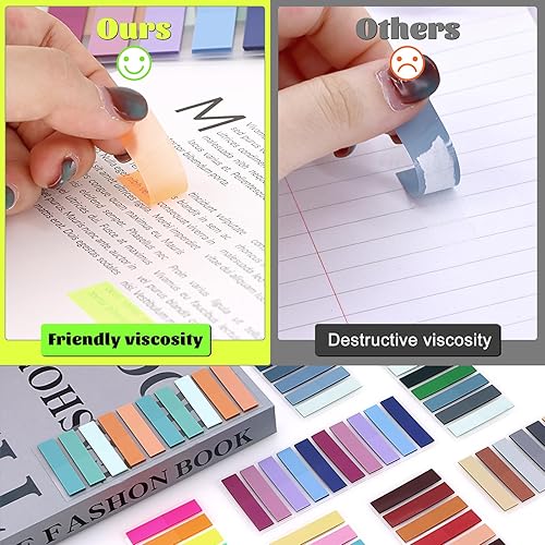 Miniatura 4 de Pestañas adhesivas Morandi - 1600 pestañas para libros, 8 blocs transparentes, anotación, notas, marcadores de página, pestañas de índice,