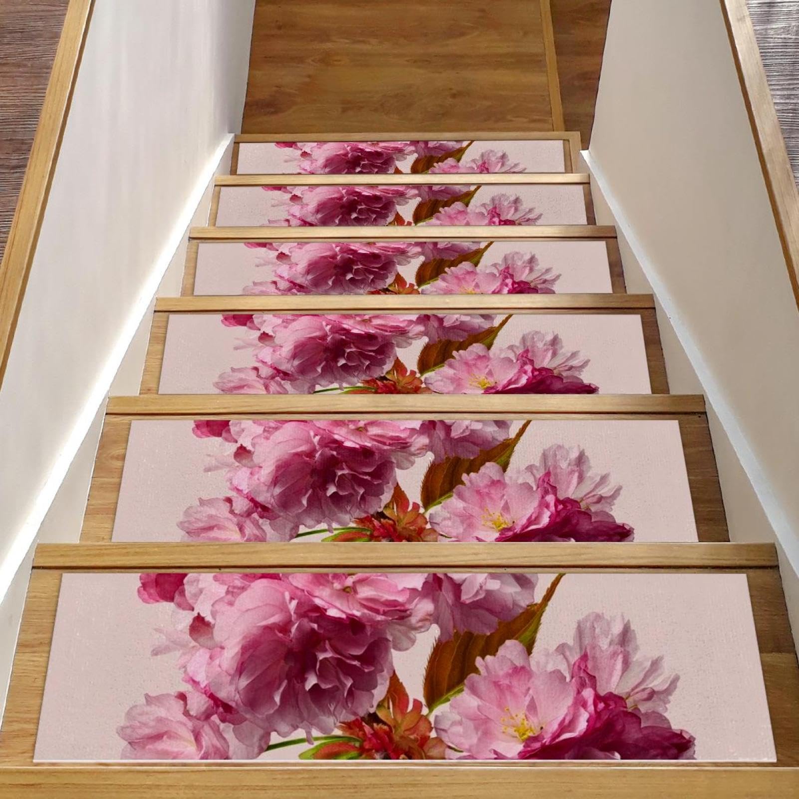 Peldaños de escalera para perros y niños con alfombras de flores de cerezo interiores 1
