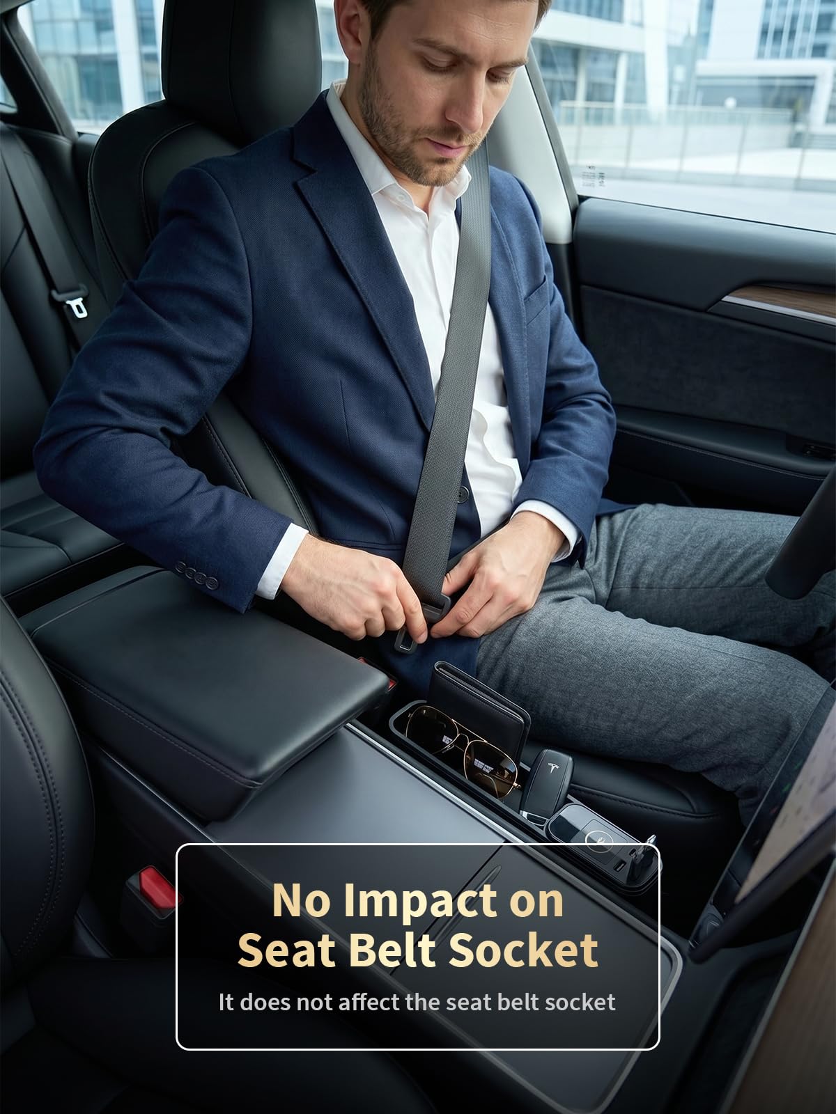 Cargador retráctil de coche de 75 W con relleno de espacio para asiento de coche, adaptador de carga rápida 4 en 1, cable PD USB C integrado de 36 W y organizador de almacenamiento para teléfono/gafas