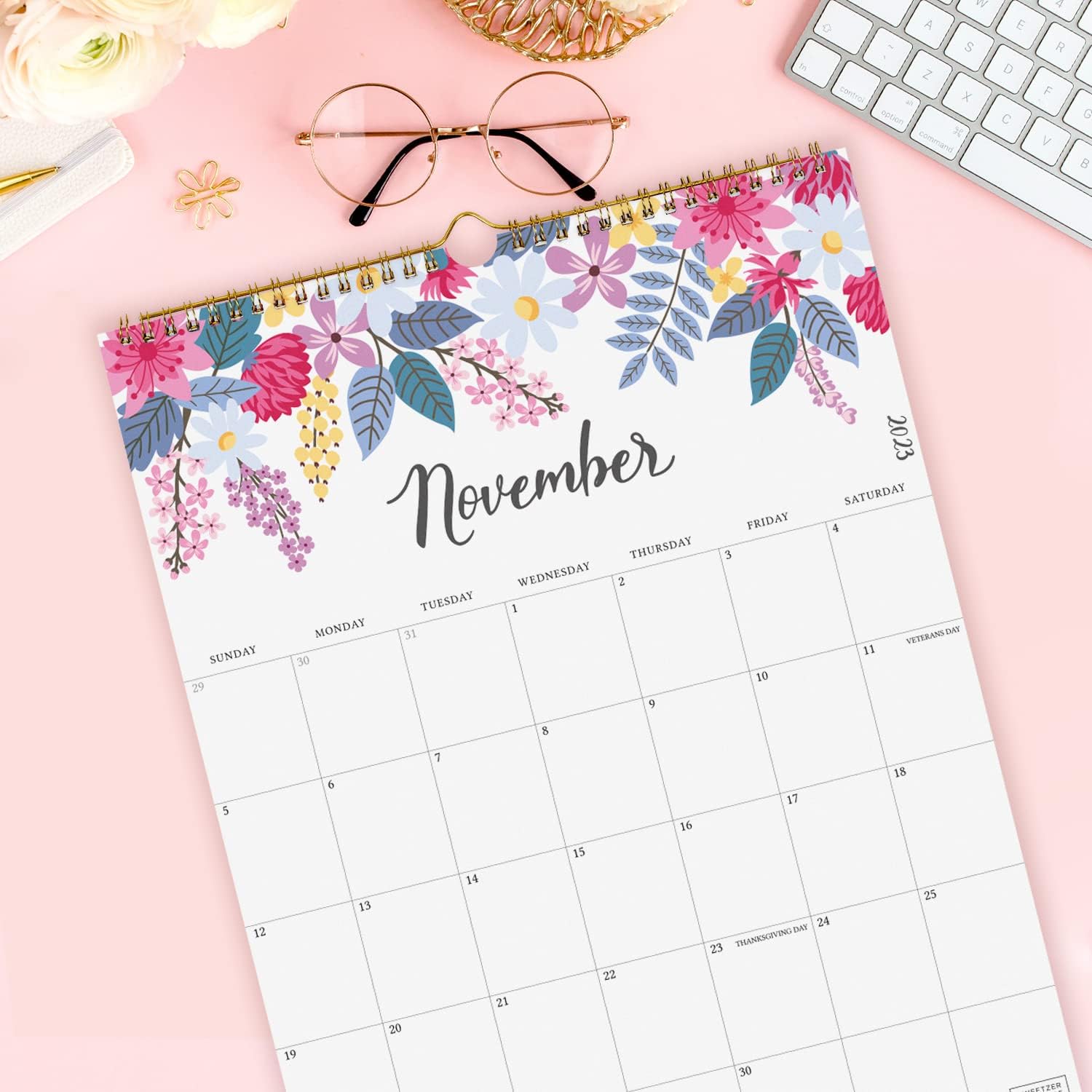 S&O Vertical Floral Wall Calendar from Aug 2022-Dec 2023 - Tear-Off Monthly Calendar - 17 Month Academic Wall Calendar 2022-2023 - Hanging Calendar to Track Anniversaries & Appointments - 11.5"x14.75”in : Office Products