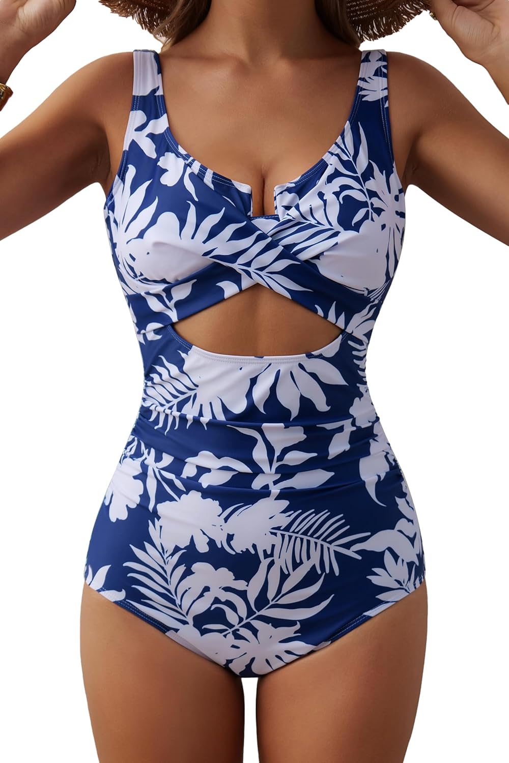 Women's Underwire One Piece Swimsuits Tummy Control Bathing Suit Cutout Swim Suit Push Up Swimwear