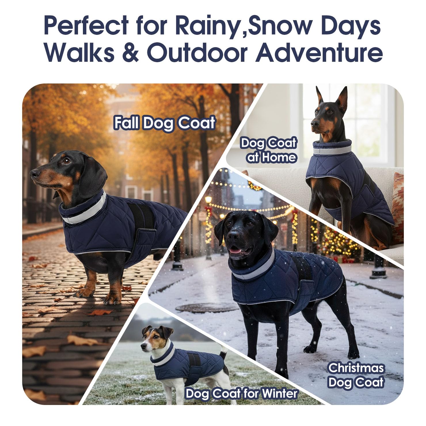 ASENKU Manteau Chien Hiver M pour Chien Moyen, Veste Imperméable Coupe-Vent Réfléchissante, Doublure Polaire Chaude, Taille Ajustable, Ouverture Collier – pour Beagle, Teckel, Cavalier King Charles