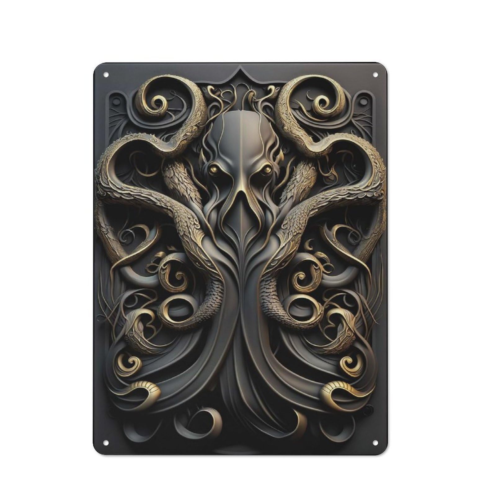 Junmoney Style-16 Retro Cthulhu Kraken Monster God Vintage Metal Sign 40X30cm, Restaurant Wall Art For Coffee Bar, Small Shop Or Dining Room