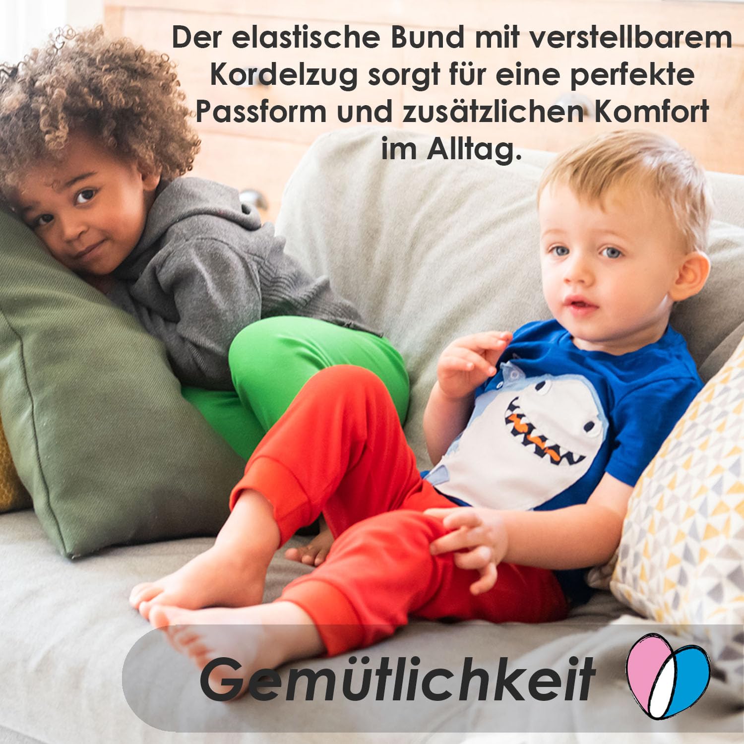 Lovjoy Kinder Jogger Trainingshose - Set mit 3 oder 5 Farben - 1-4 Jahre - weiche Baumwollhose - elastische Taille & verstellbare Kordelzüge