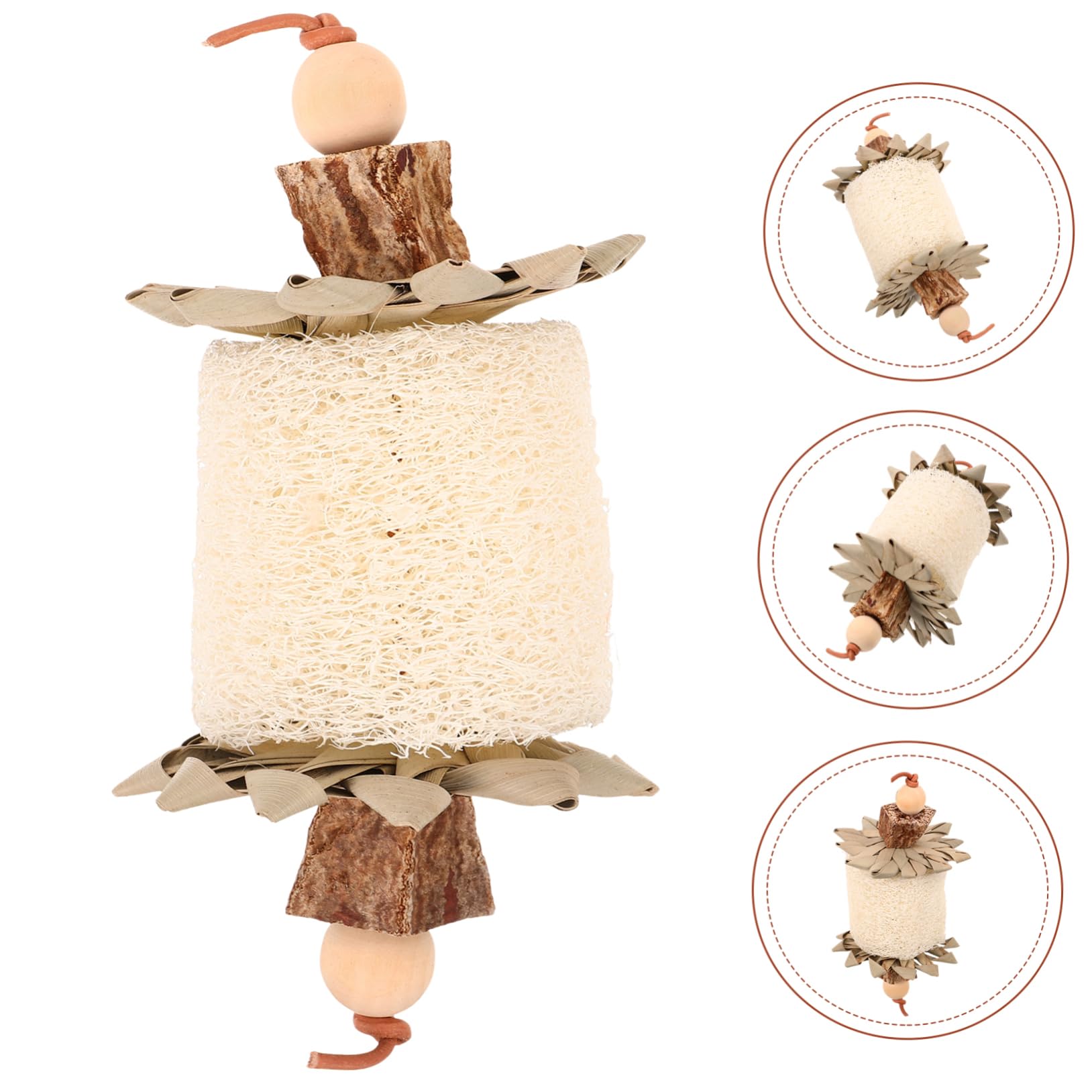 Jouet pour Perroquet à Mâcher en Luffa et Feuilles de Palmier