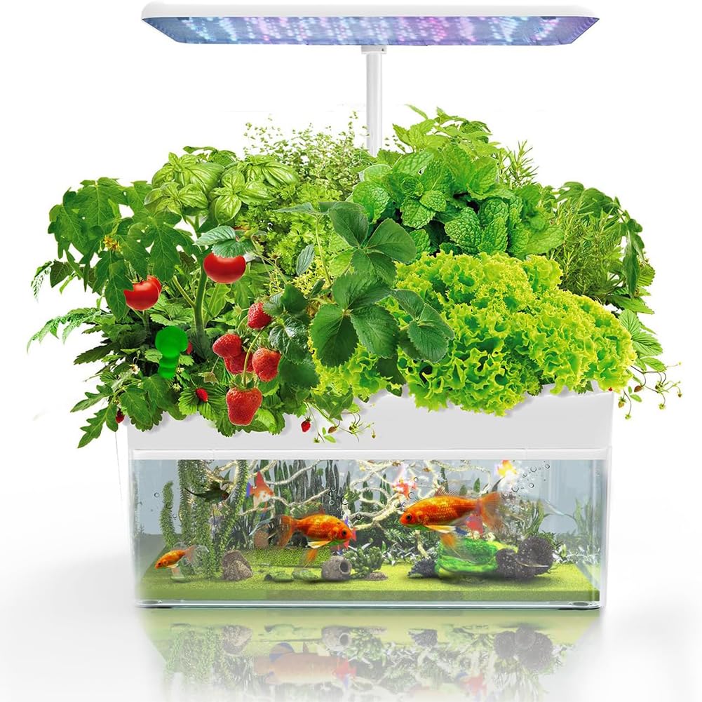 FHRKA 12 Pod Hydroponics Growing Systems, Indoor Herb Garden Kit with LED Grow Light, Adjustable Height for Home Kitchen Gardening