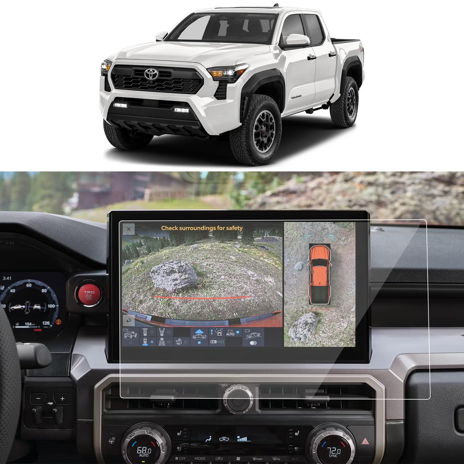 Photo 1 of For 2024 2025 2026 Toyota Tacoma (Limited/Trailhunter/TRD Pro/TRD Sport/TRD Off-Road) Tempered Glass Screen Protector 14 Inch Navigation Display Touchscreen 9H Anti-Scratch Accessories High Clear