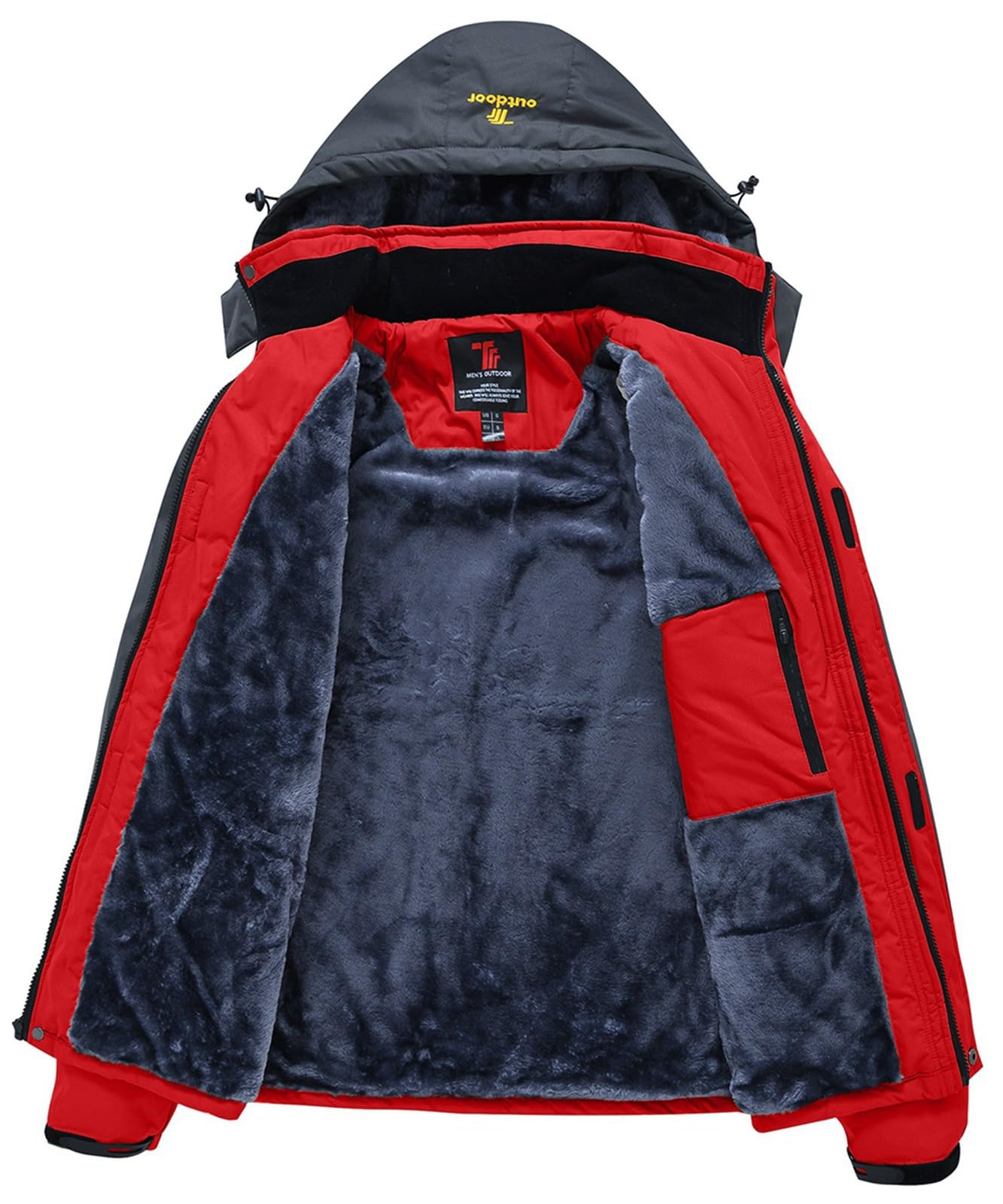 Rdruko Skijacke Herren Warme Winterjacke Gefüttert Verdickt Softshelljacke Wasserdicht Snowboardjacke Atmungsaktiv Funktionsjacke mit Abtrennbarer Kapuze