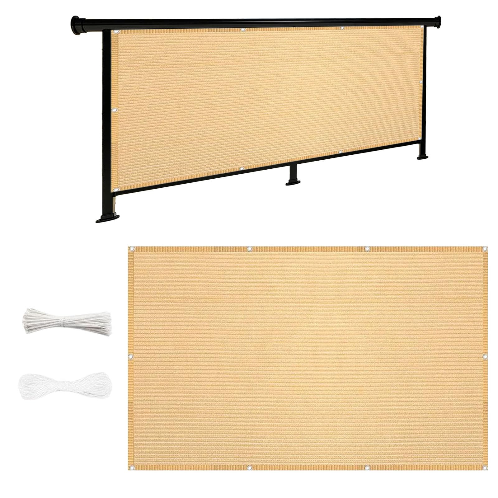 Frangivisto Balcone 2.7 x 2.3 m in HDPE Anti-Uv Divisorio Parasole Paravento Protezione Privacy Respirante Ombreggiante Balcone per Giardino Recinzione, Color Crema