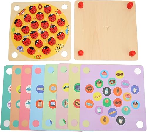 Miniatura 7 de Tablero de juego de memoria de mariquita, 20 piezas de ajedrez insecto juego de memoria de juguete de desarrollo cognitivo para personas con autismo