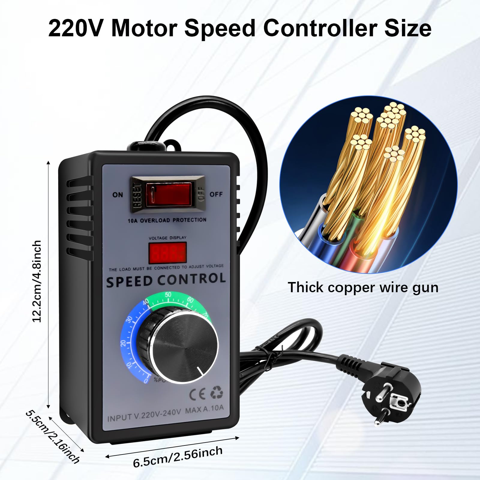 Variateur de Vitesse pour Moteur 220V Binghe Contrôleur de Vitesse de Moteur 220V, Regulateur de Tension, Variateur de Vitesse pour Moteur Contrôleur de Vitesse du Ventilateur Meuleuse d'angle