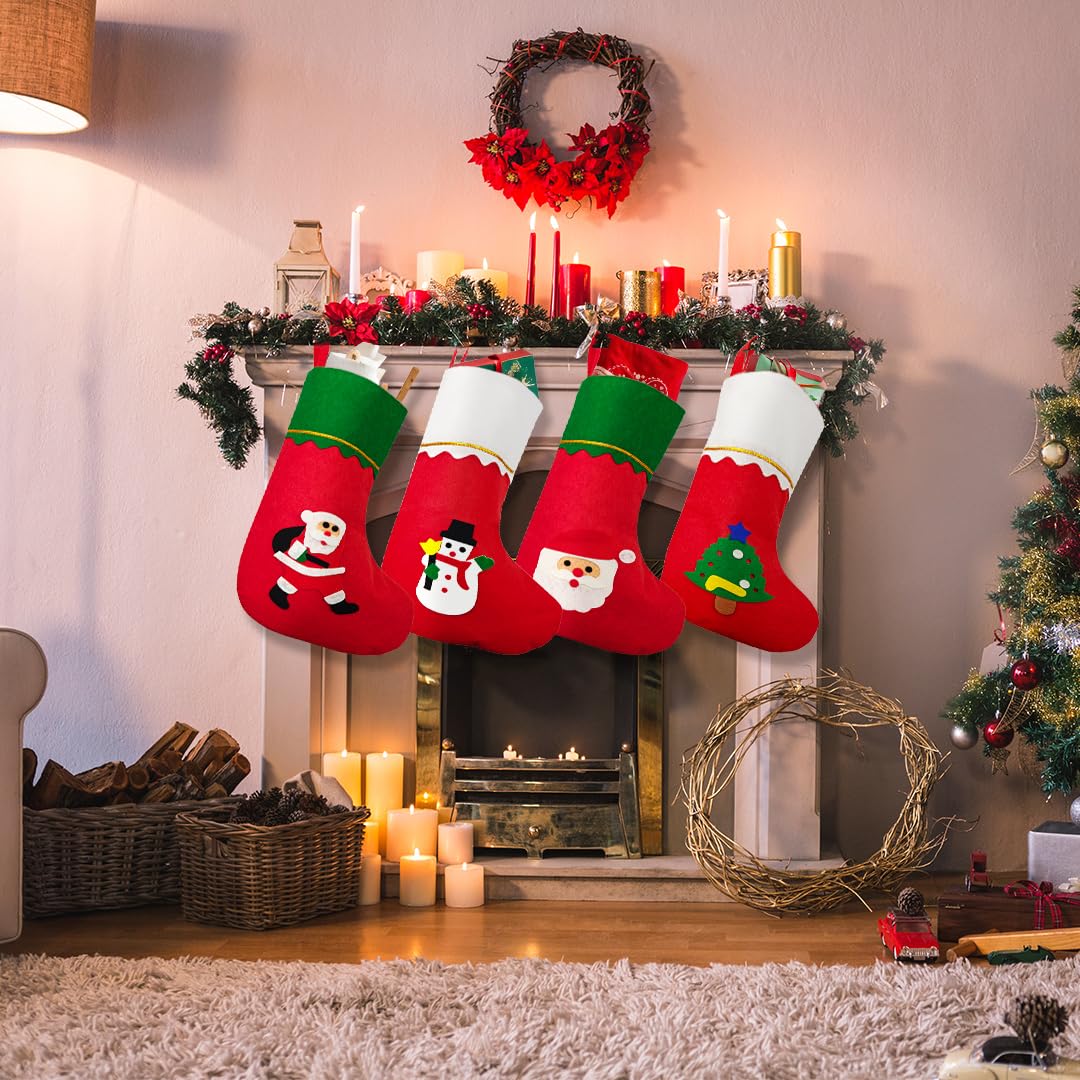 NOCHME Weihnachtsstrümpfe 4er Set - Nikolausstrümpfe Aus Vlies Zum Befüllen & Dekorieren