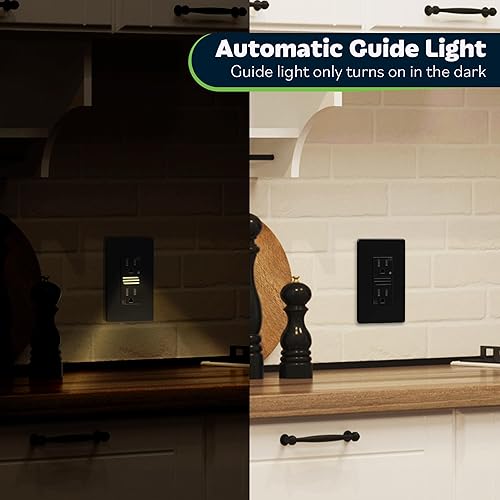 Miniatura 2 de TOPGREENER Receptáculo de luz LED guía con sensor automático de luz diurna, toma de pared decorativa de luz nocturna, receptáculo resistente a