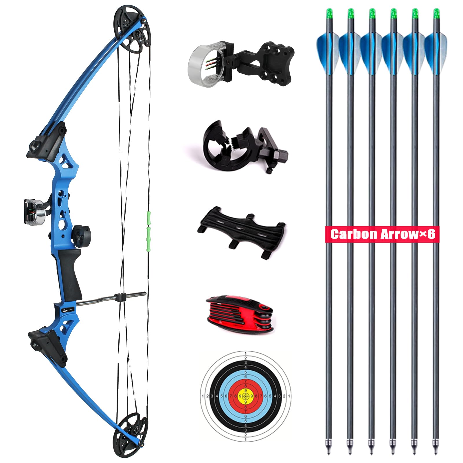 XGeek Archery Compound Bow and Arrow kit, Youth Compound Bow for Kids and Beginners, 290 Fps USA-Made Limb, 17"-27" Draw Length, 10-30 Lbs Draw Weight
