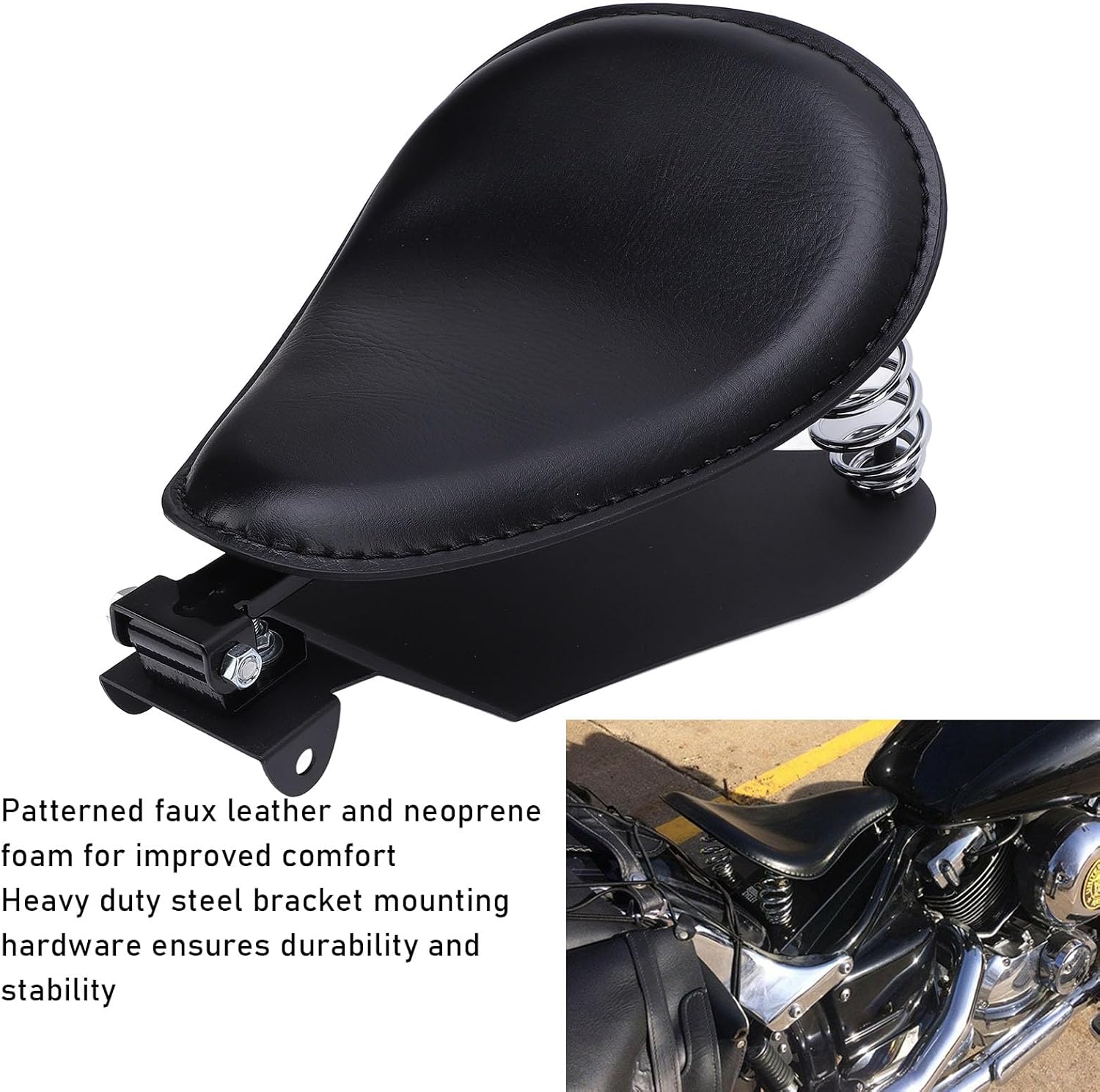 Generic オートバイのソロシート、フェイクレザーソロシートクッションレトロシートソロドライバーシートスプリングブラケットキット
