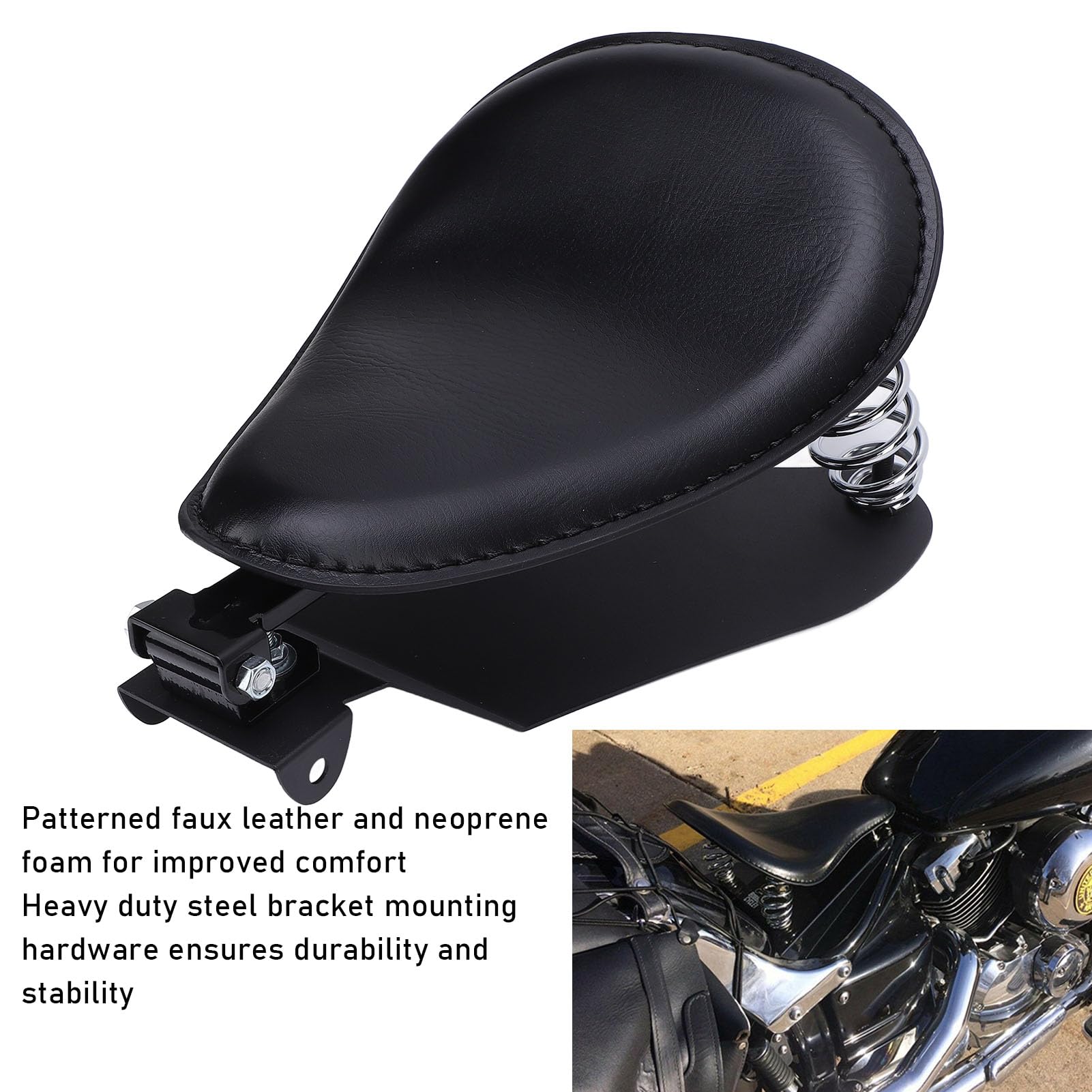Generic Sprężyna Motocyklowa Pasująca do Siedzenia z Trwałym Stalowym wspornikiem. Mocne Wsparcie dla Motocykli Cruiser 1 Jednostka (BLACK)