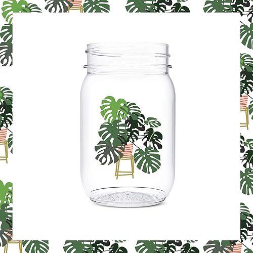 Miniatura 4 de TOSSWARE POP - Tarros de 16 onzas, juego de 6 piezas de plástico reciclable, irrompible y transparente, tarros Mason con impresión