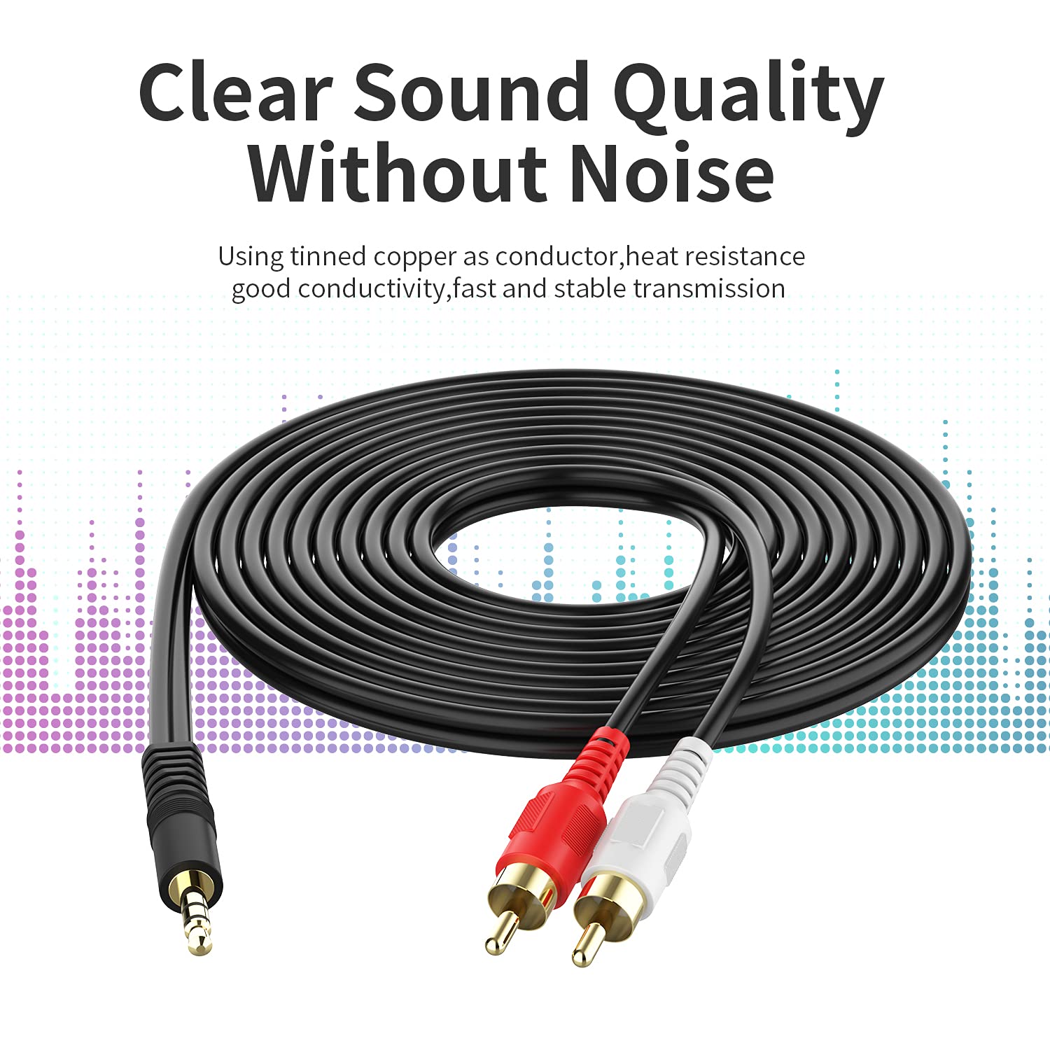 Cavo RCA da 3,5 mm a 2 maschio da 1,8 m, adattatore audio stereo intrecciato Hi-Fi Sound ausiliario RCA Y Splitter, guscio in metallo schermato, cavo AUX RCA Y compatibile con smartphone, MP3,