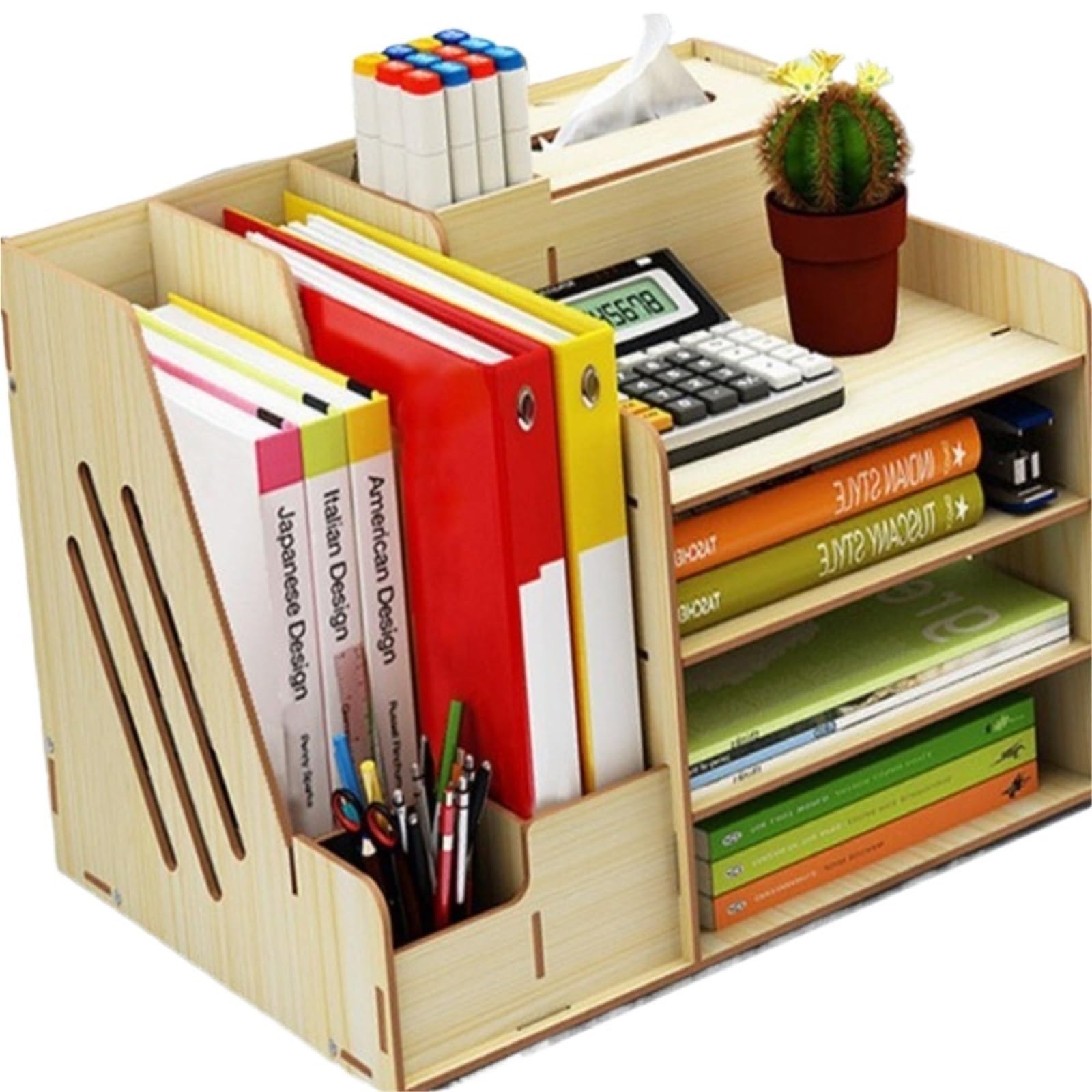 organisateur bureau Space Saving Multi-layer Storage Box Wooden Tissue Desk Organizer High-capacity Office Rack Household Use(White Maple)