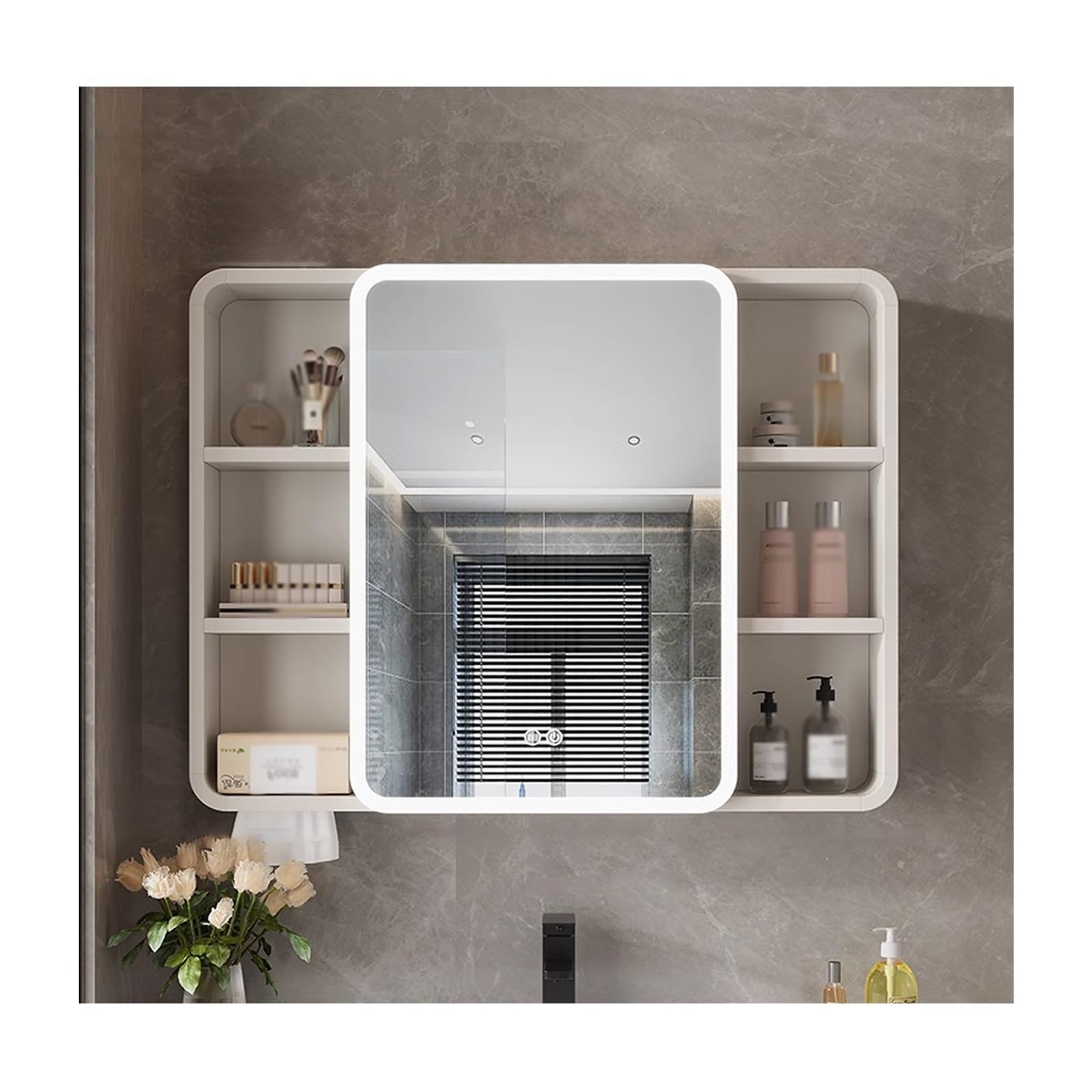 HUFIREHU Armario Con Espejo De BañO Mueble Colgante Con Espejo Armario De BañO Con Espejo Armario De BañO Con Luz Led Mueble De Pared Colgante Armario De BañO Montado En La Pared(Pearl White,120cm/47.