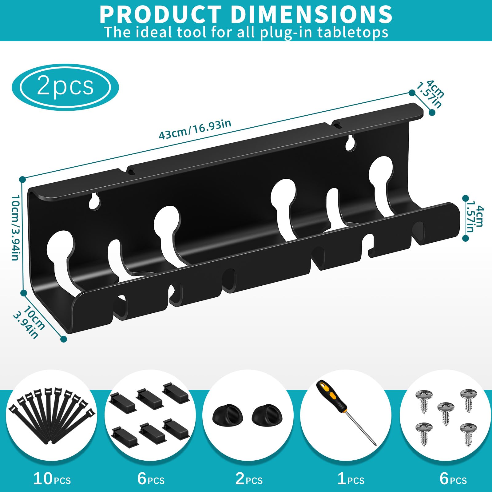 StowBin 2-Pack Under Desk Cable Management Tray, Metal Mesh Cable Management Under Desk with Clamp Mount - Image 4