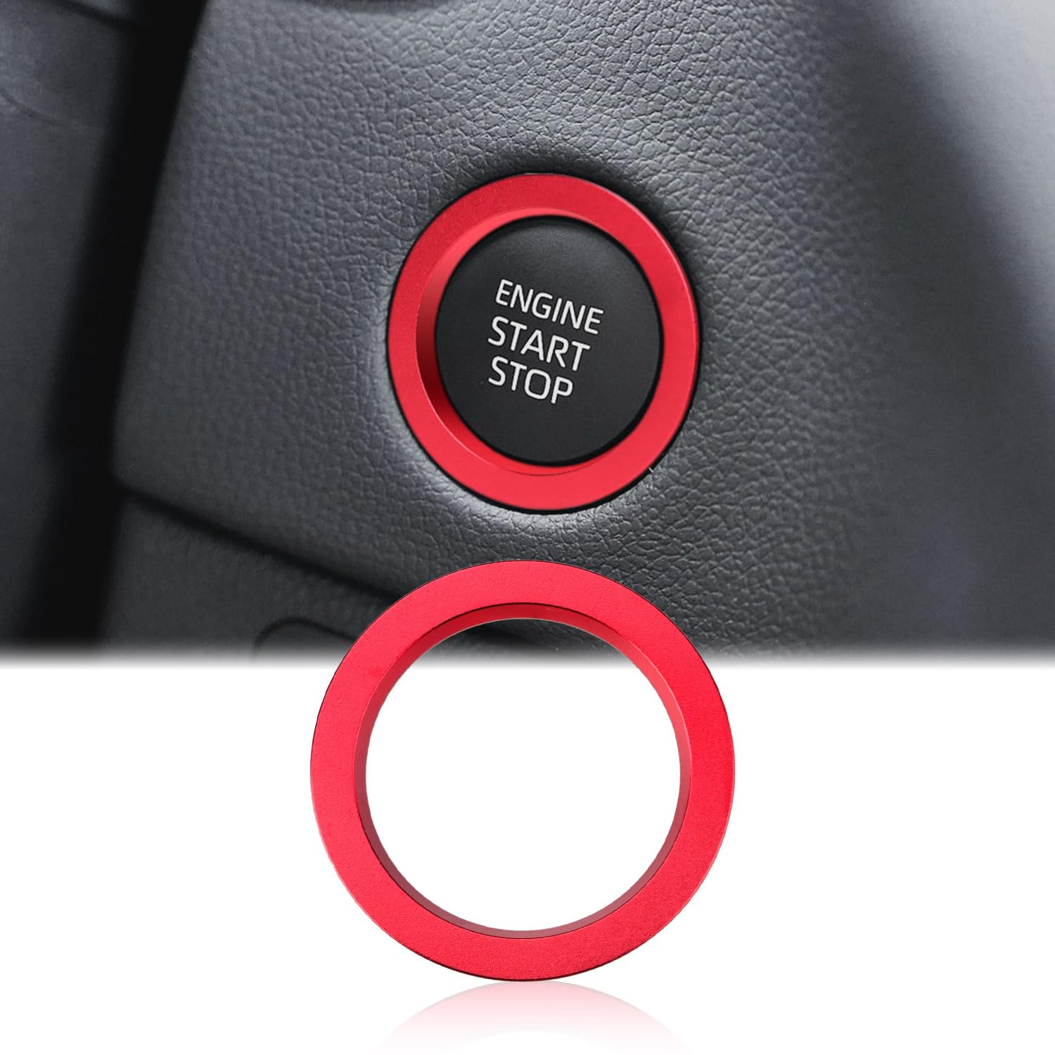 Auovo Engine Start Stop Button Outer Ring Compatible with Toyota Tundra Accessories 2022 2023 2024 2025 Sequoia Car Push Start Stop Button Cover