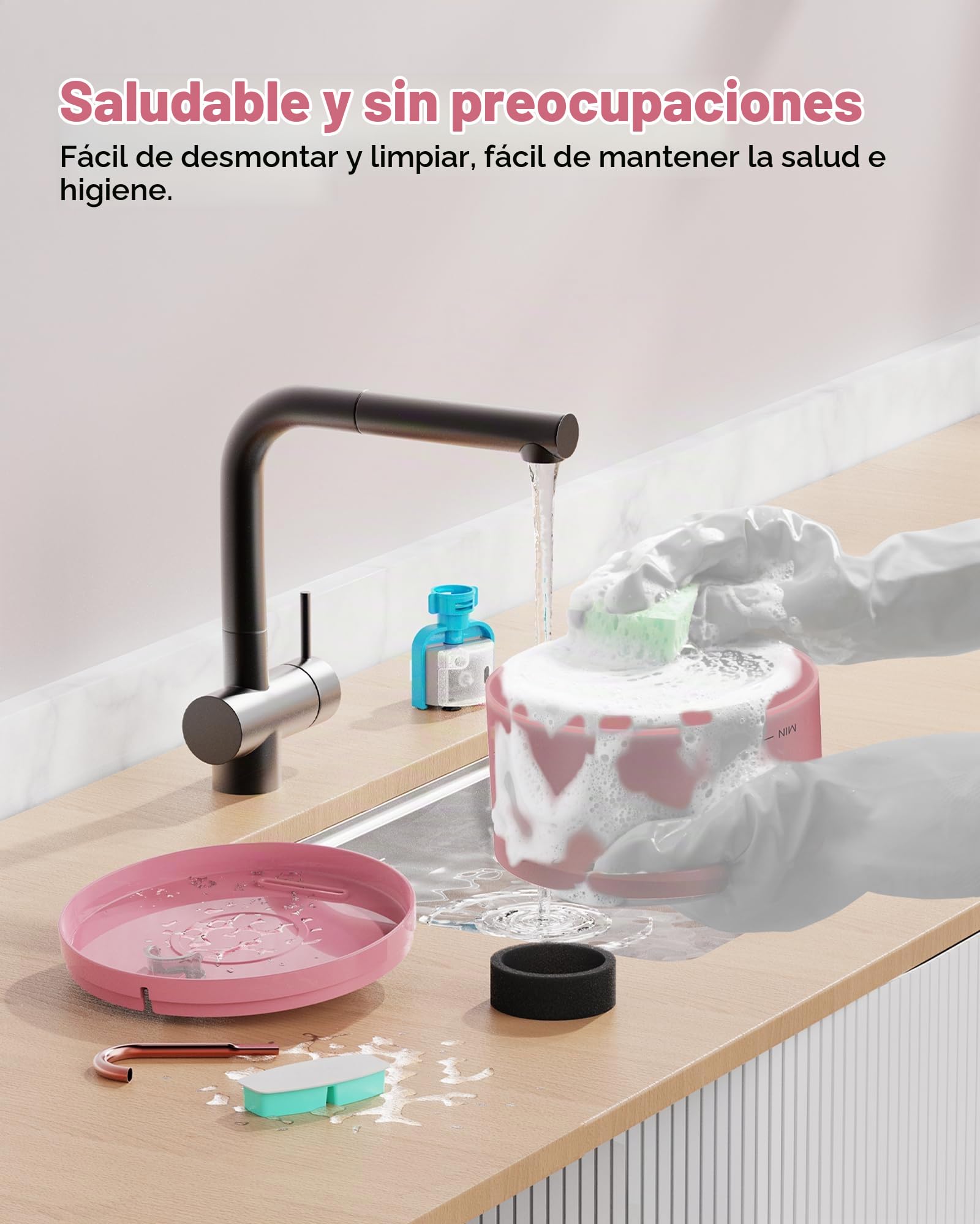 Fuente de agua rosa para gatos: con 6 filtros de carbono + 3 filtros de esponja, fuente de agua para mascotas BEMOONY de 3,2 l, fuentes de agua silenciosa para interiores, fuente de agua para gatos y | BEMOONY Fuente de agua para mascotas de 3,2 l, fuente