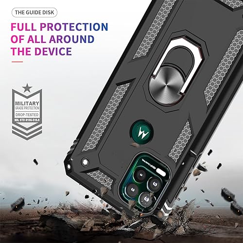 Miniatura 7 de LeYi Funda para teléfono Moto G Stylus 5G de grado militar 2021 con soporte de anillo magnético y 2 protectores de pantalla de vidrio templado,