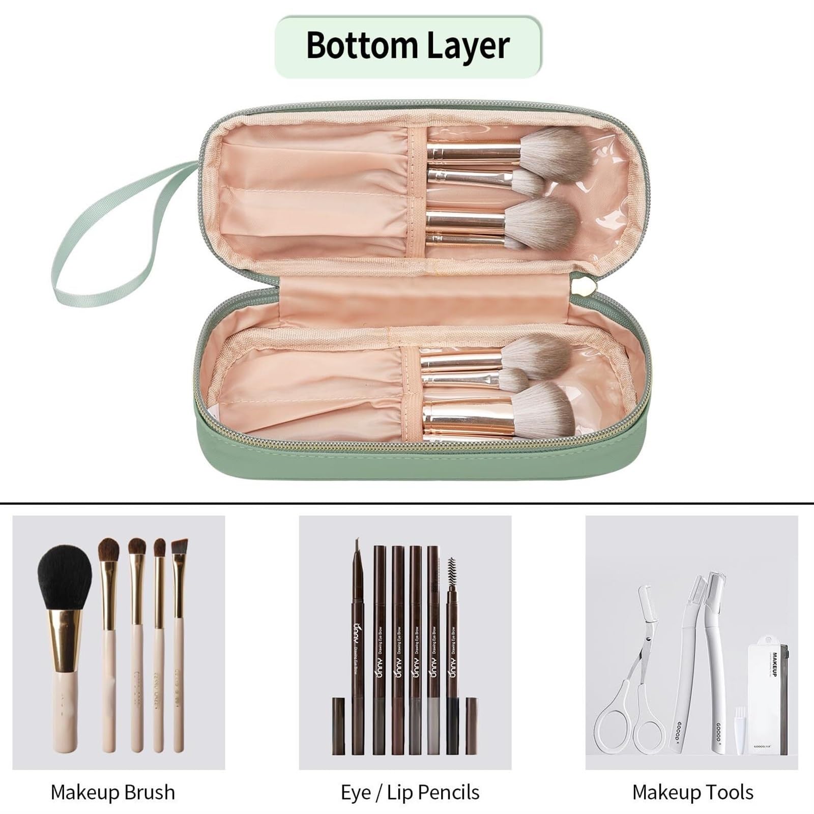 Kulturtasche Schminktasche Reise-Kosmetiktasche, transparente Kosmetiktasche, Kosmetik-Aufbewahrungstasche, Kulturbeutel Waschtasche Kosmetiktasche(Grün)
