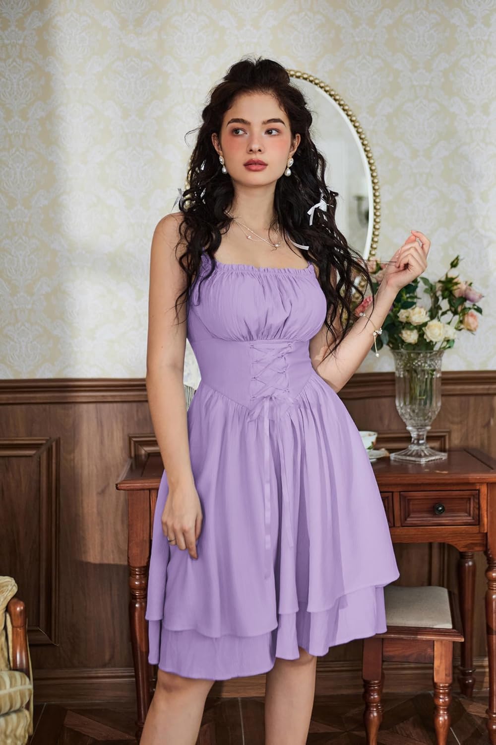 Scarlet Darkness Corset Mini Dress for Women Teens Fairy Chiffon Sundress Graduation Dresses - Image 2