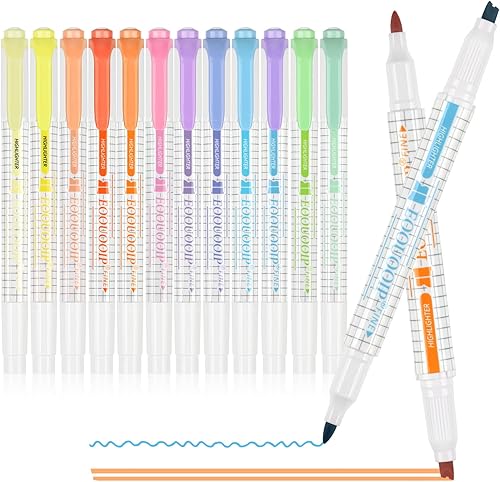 EooUooIP Resaltadores pastel - 12 unidades de doble punta seca rápido pastel resaltador conjunto de marcadores de colores surtidos Biblia pluma
