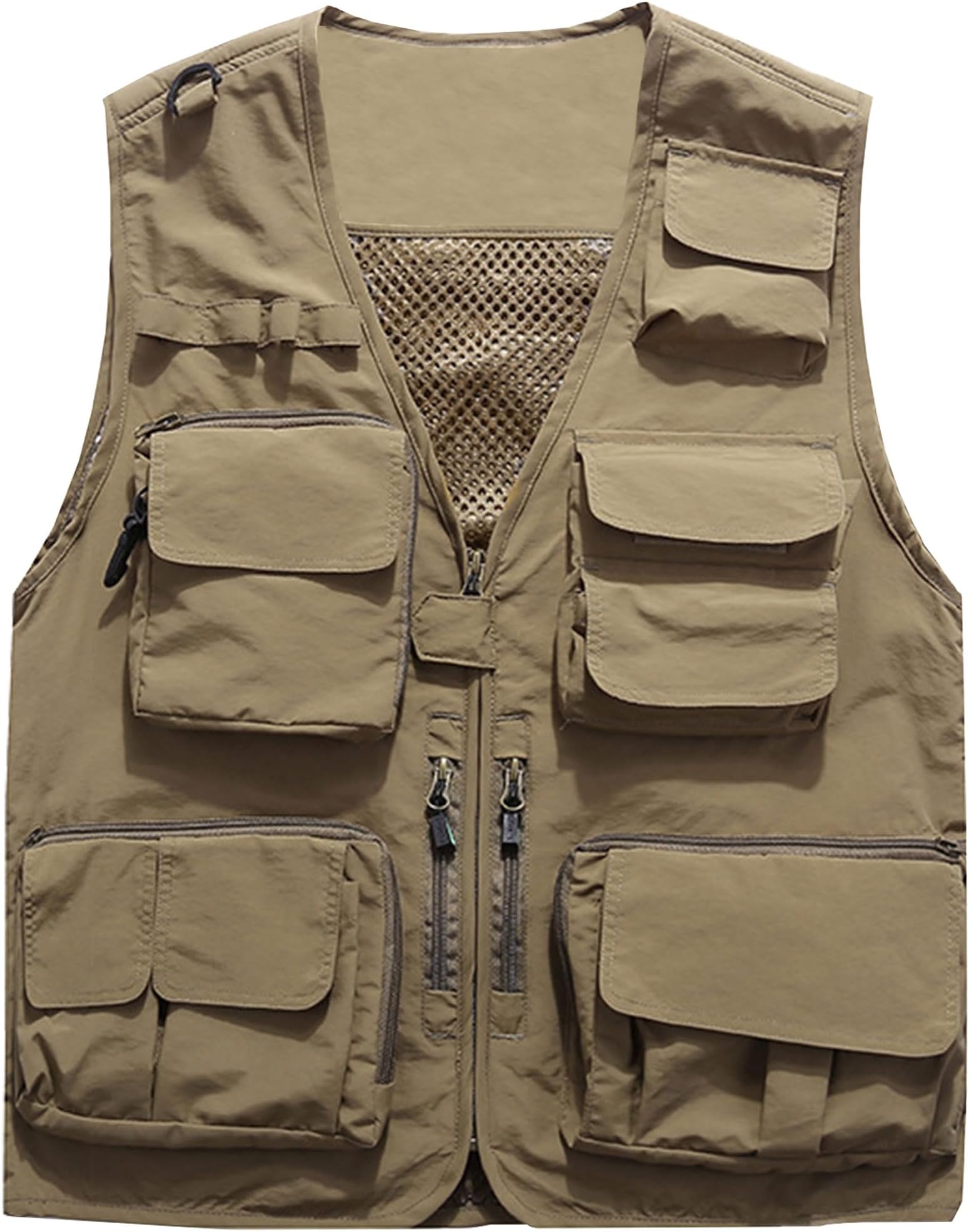 Men's Casual Lightweight Outdoor Fishing Work Safari Travel Photo Cargo Vest Jacket Multi Pockets