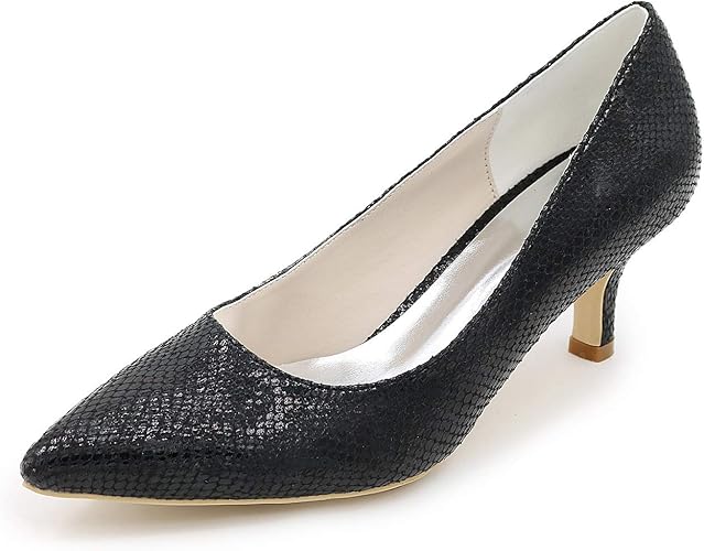 LLBubble Women Kitten Heel Snakeskin