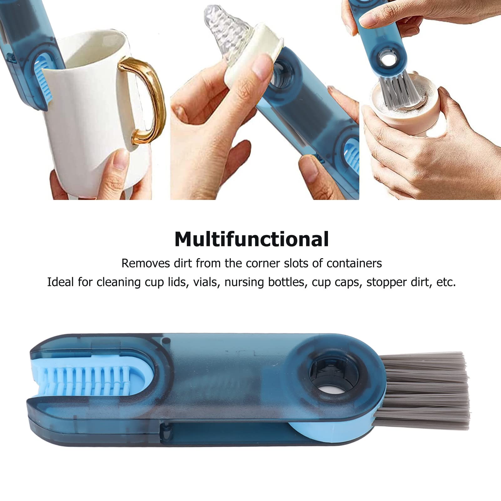 Spazzola per coperchio tazza 3 in 1, spazzola per bottiglia portatile